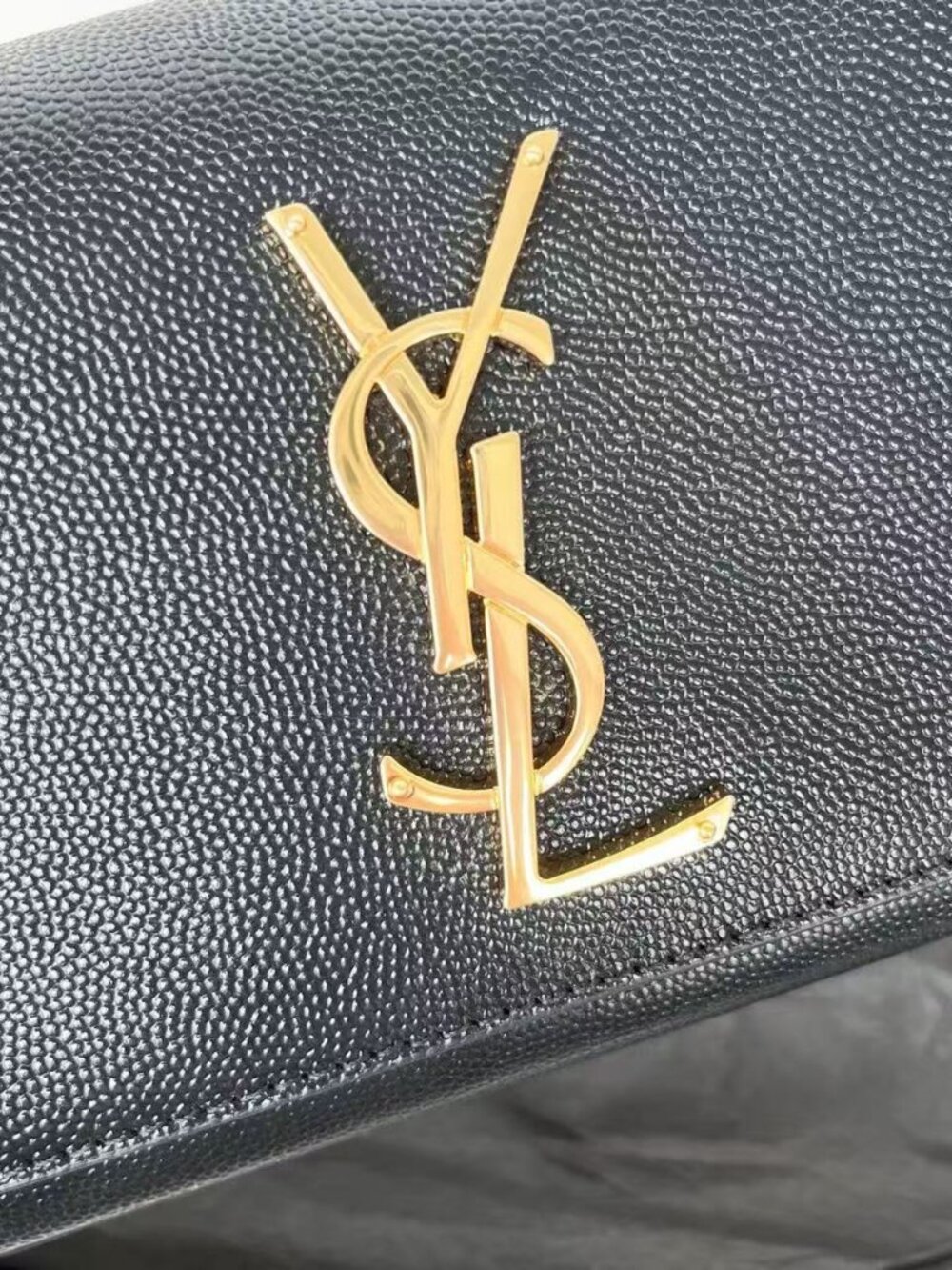 Saint Laurent Black Leather Crossbody with Gold YSL Chain - Picture 6 of 9